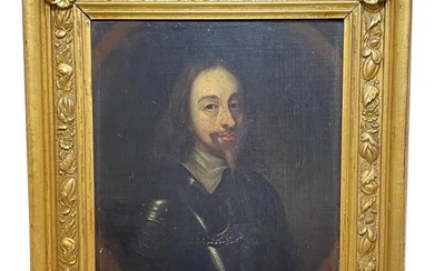 British 17th Century Oil Painting Portrait King Charles 1st After Van Dyke