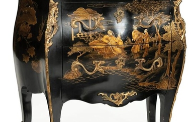 Bronze-Mounted Chinoiserie Bombe Chest