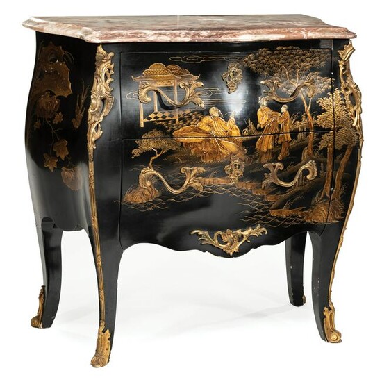 Bronze-Mounted Chinoiserie Bombe Chest