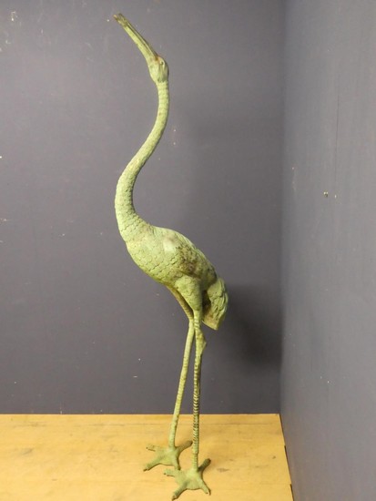 Bronze crane 181h cm (repaired foot)