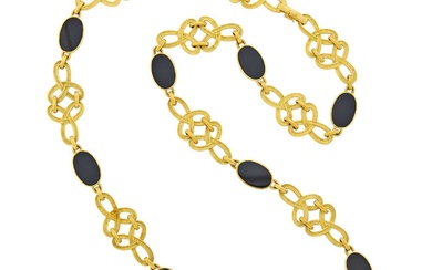 Buccellati Long Gold and Black Onyx Chain Necklace