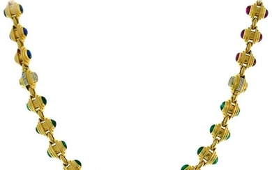 Bvlgari Gold Chain Necklace Bracelet Set with Gemstones