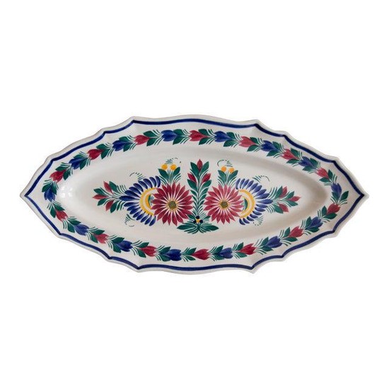 C. 1940 Large French Faience Quimper Floral Fish