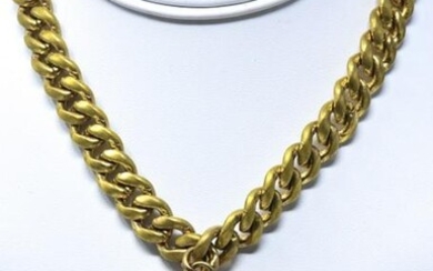 C 1970 YSL Heavy Curb Link Star Pendant Necklace