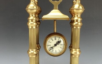 Four Pillar Clock with Marbleized Base