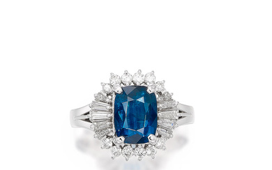 COBALT BLUE SPINEL AND DIAMOND RING
