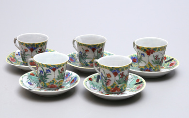 COFFEE CUPS with SAUCER, 5 pcs, China.