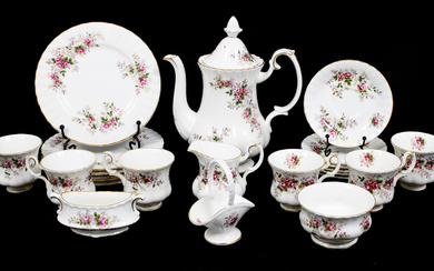 COFFEE SET, porcelain, 23 pieces, "Lavender Rose", Royal Albert, England, 1900s.