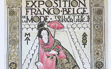 CRETEM VICTOR Exposition Franco Belge de la Mode Toilette Parure très Rare Affiche Art Nouveau