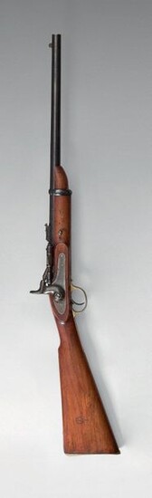 Rifle of English cavalry, Snider system with central percussion, round barrel, blued, well punched, rifled 15 mm calibre; blued breech, system with snuffbox; front lock jaspered, external hammer, signed: "ENFIELD - 1867" surmounted by a royal crown...