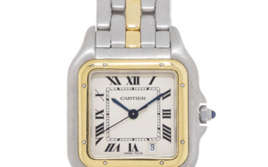 Cartier, Panthère, montre-bracelet en acier et or, pochette et facture d'un service complet