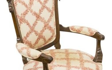 Carved Victorian Shield Back Upholstered Arm Chair