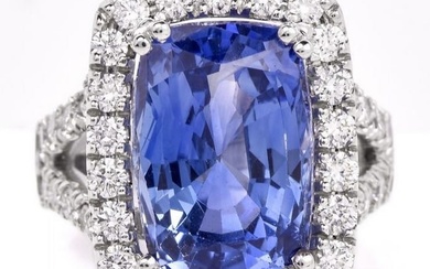 Certified GIA Natural No-Heat Sapphire & Diamond Gold Ring