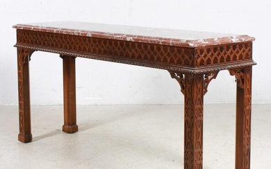 Chinese Chippendale style marbletop console table