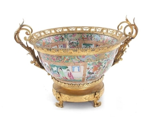 Chinese Export bronze-dore mounted porcelain bowl, French market