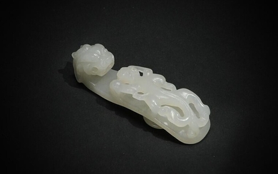 Chinese White Jade Dragon Hook, 17th Century