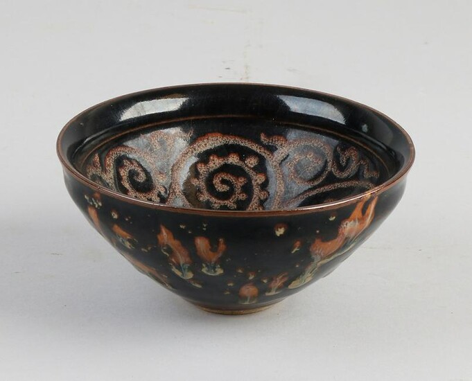 Chinese porcelain bowl with black / brown gradient