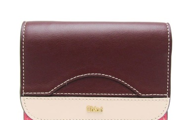 Chloe Women's Leather Wallet (tri-fold) Bordeaux Cream Pink