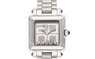 Chopard Reference 8325 Happy 2000 | A stainless steel limited edition square shaped wristwatch with floating diamonds and date, Circa 2000