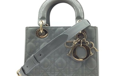 Christian Dior DIOR Lady Dior Cannage Small M05310WCBM41G Patent Leather Enamel Handbag Shoulder Bag