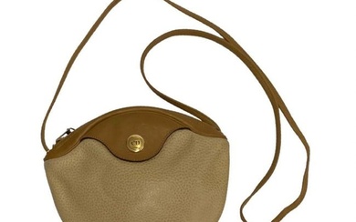 Christian Dior Vintage Logo Hardware Leather Mini Shoulder Bag Pochette Beige Brown