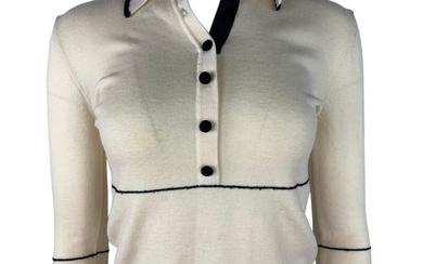 Christian Dior White and Black Sweater Top, Size Large
