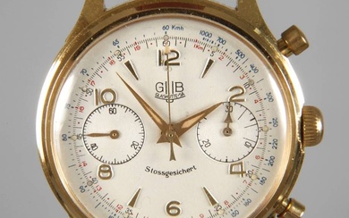 Chronographe GUB Glashütte Année de fabrication 1954-1961, stop-bracelet/chronographe à roue de compte à rebours avec...