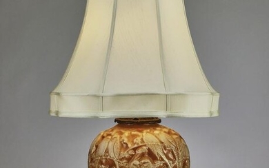 Circa 1930 Phoenix Glass 'Love Birds' lamp