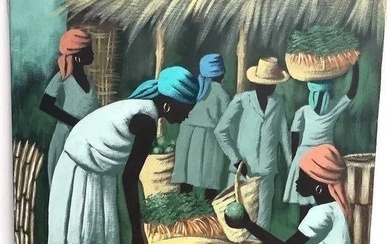 Claude Dambreville (Haitian, B.1934) ORIGINAL OIL on CANVAS Signed Painting