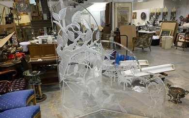 Clear Acrylic Reverse Carved Peacocks Coramandel Room