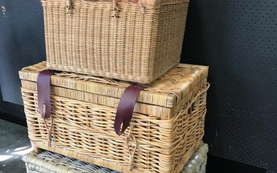 Collection of Various lift Top Wicker Trunks (Various Sizes)