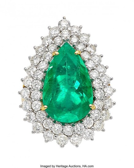 Colombian Emerald, Diamond, Gold Ring Stones