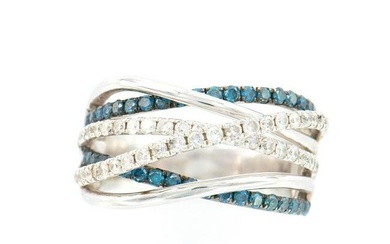 Contemporary Adamor Designer Blue and Clear Diamonds Ring