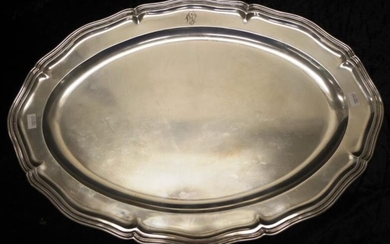 Continental vintage silver oval serving tray hallmarked for Jos....