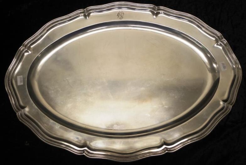 Continental vintage silver oval serving tray hallmarked for Jos....