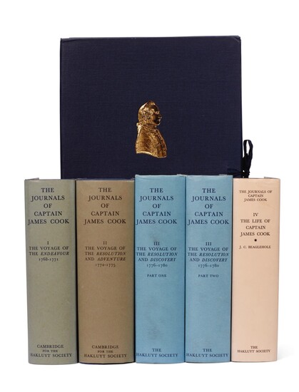 Cook. The Journals of Captain James Cook on his voyages of discovery. 1968-1967-1974. 6 volumes and 3 pamphlets