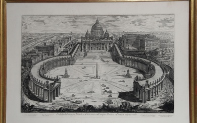 D'APRES Giovanni Battista Piranesi (1720 – 1778) Vue de la basilique Saint-Pierre et de la...