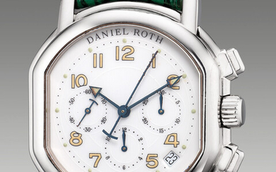 Daniel Roth, A fine and attractive white gold chronograph wristwatch with date and luminous Arabic numerals