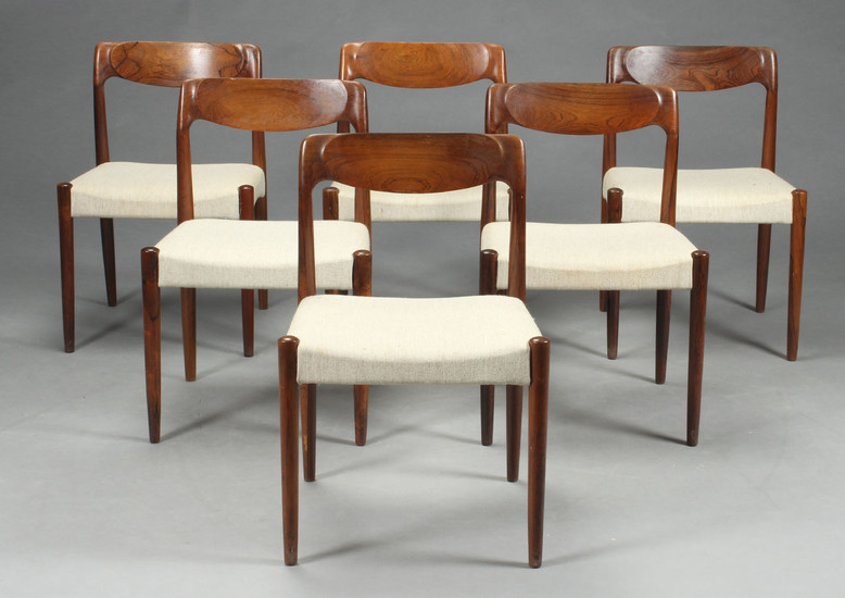 Danish furniture producer. Dining chairs, rosewood, the 1960s (6)