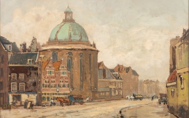 David Schulman (1881-1966), 'Zicht op het Singel, Amsterdam', olieverf...