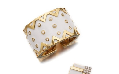 David Webb Gold, Enamel and Diamond Bracelet and Ring