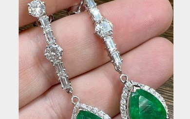 Diamond & Emerald Chandelier Earrings