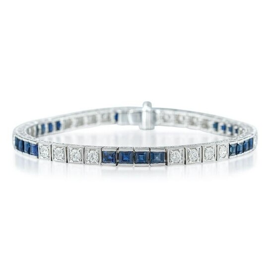 Diamond and Sapphire Line Bracelet