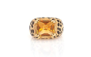 Dior Citrine Leopard Print Ring