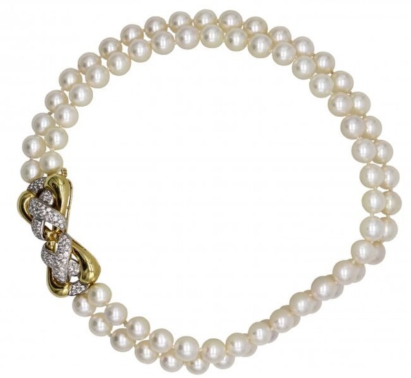 Double Strand Pearl and Diamond Necklace, Emis