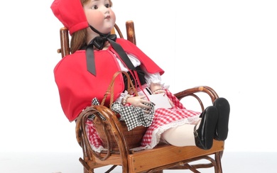 Armand Marseille 390 Child Doll with Dutch Valley Hickory Rocking Chair