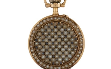 E. H. JACCARD & CIE. | A LADY'S GOLD, SAPPHIRE AND PEARL-SET KEYLESS PENDANT WATCH CIRCA 1890