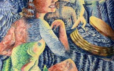 ELAINE WONDER Acrylic Painting of Woman At Vanity