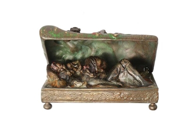 EROTIC, PATINATED AND COLD-PAINTED BRONZE BOX, C. 1920