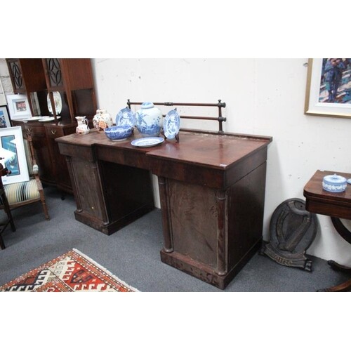 Early Victorian Mahogany Pedestal Sideboard with Rail Galler...
